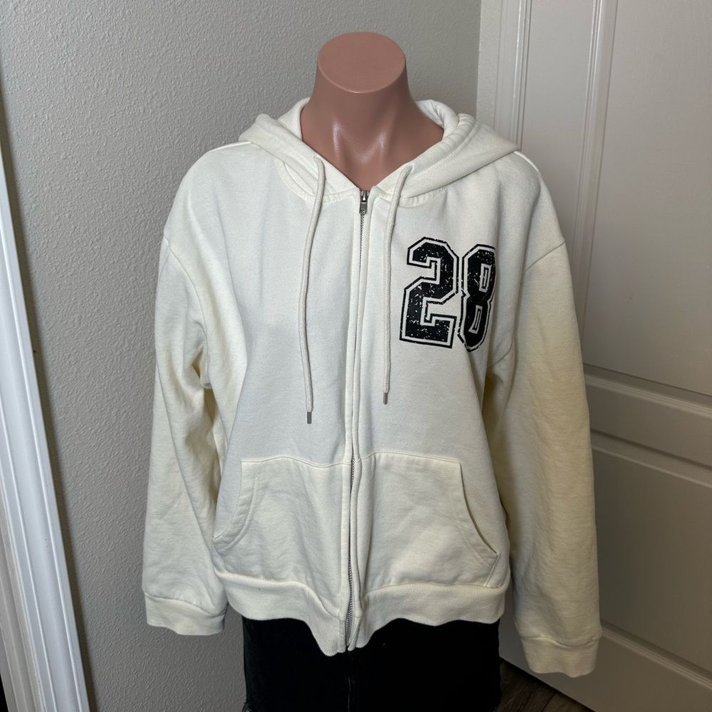 Disney Minnie Mouse White Zip-Up Hoodie with Number Patch Sz XXL